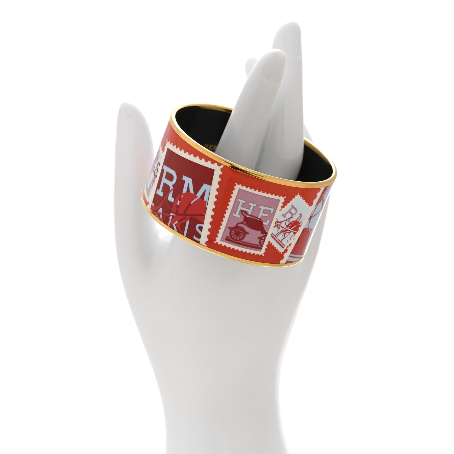 Enamel Printed Extra Wide De Passage a Paris Bracelet 62