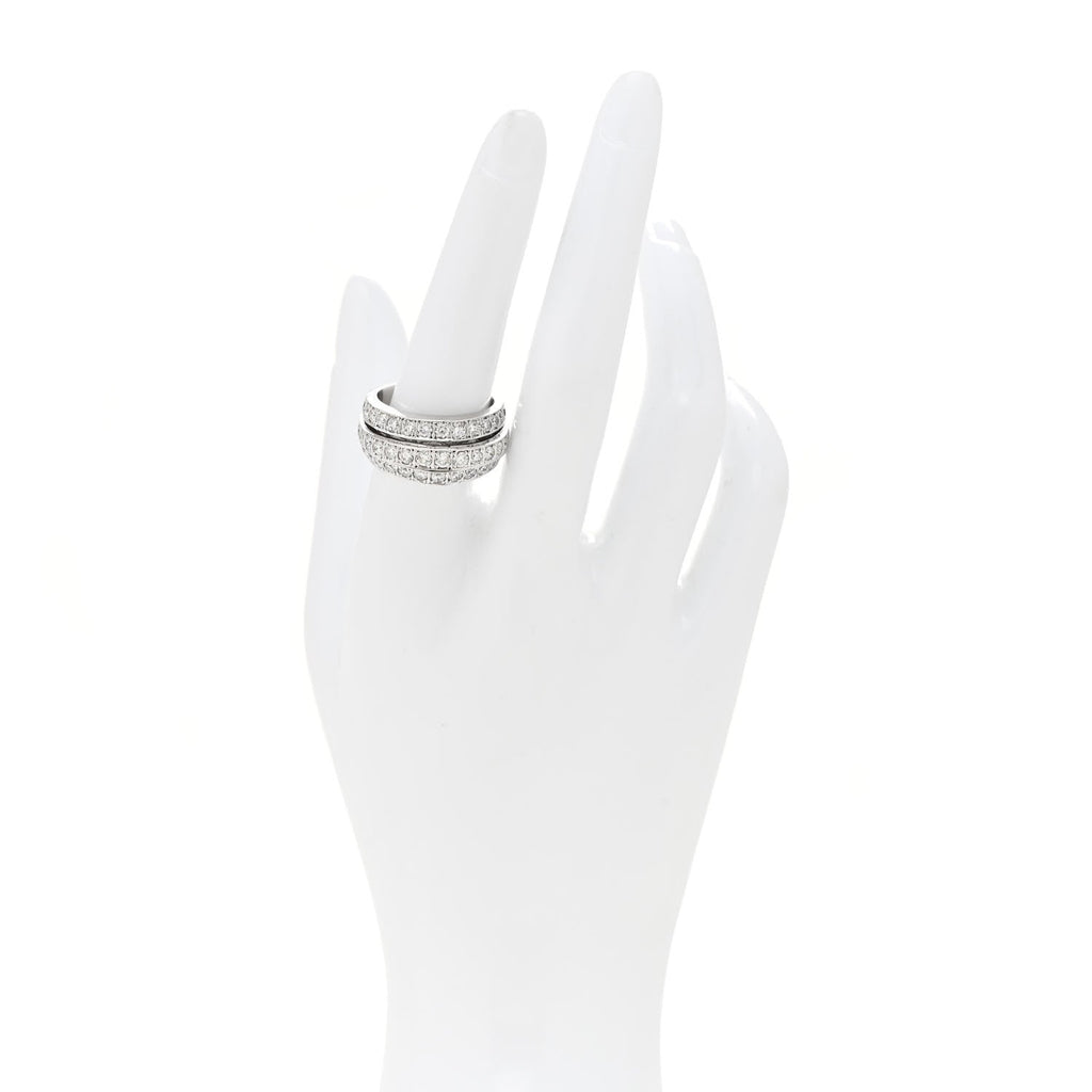 18K White Gold Diamond 2.45ctw Three-Row Ring 56 7.5