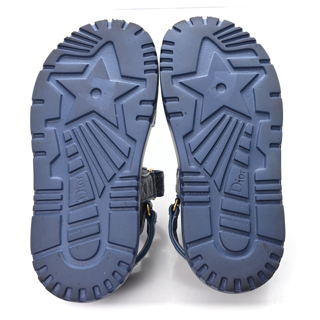 Denim Cannage Embroidered Dioract Sandals 35 Blue