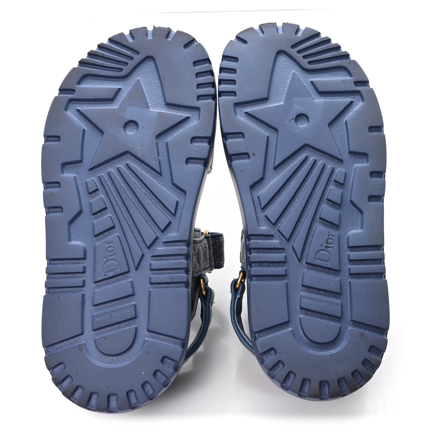 Denim Cannage Embroidered Dioract Sandals 35 Blue