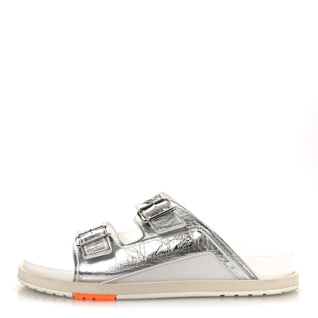 Metallic Mix Materials Mens LV Script Trainer Mules 11 Silver Multicolor