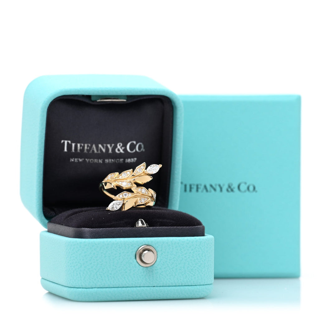 18K Yellow Gold Diamond Victoria Vine Bypass Ring 49 5