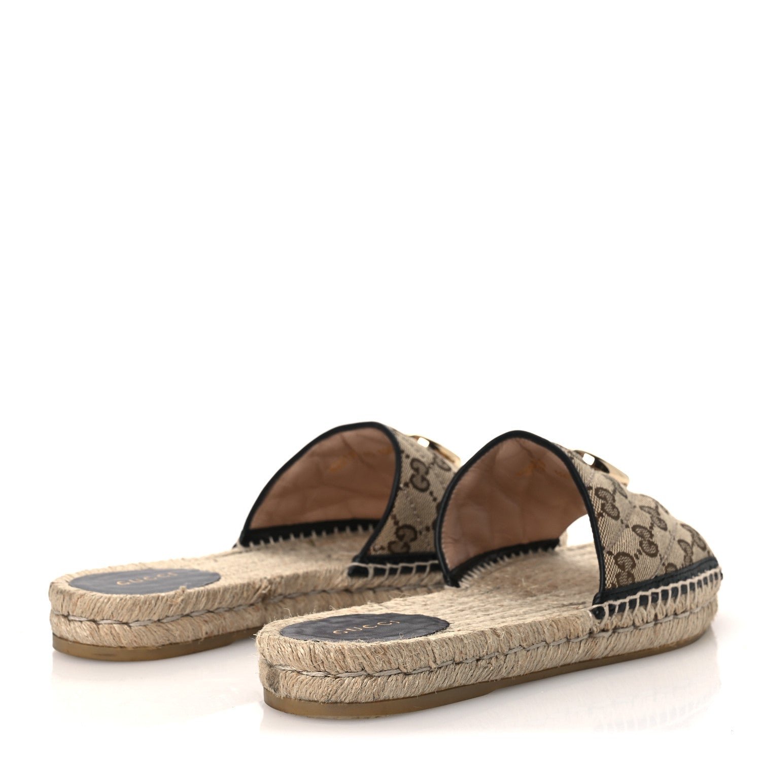 Monogram Matelasse GG Marmont Espadrille 20mm Slide Sandals 40 Beige Ebony Black