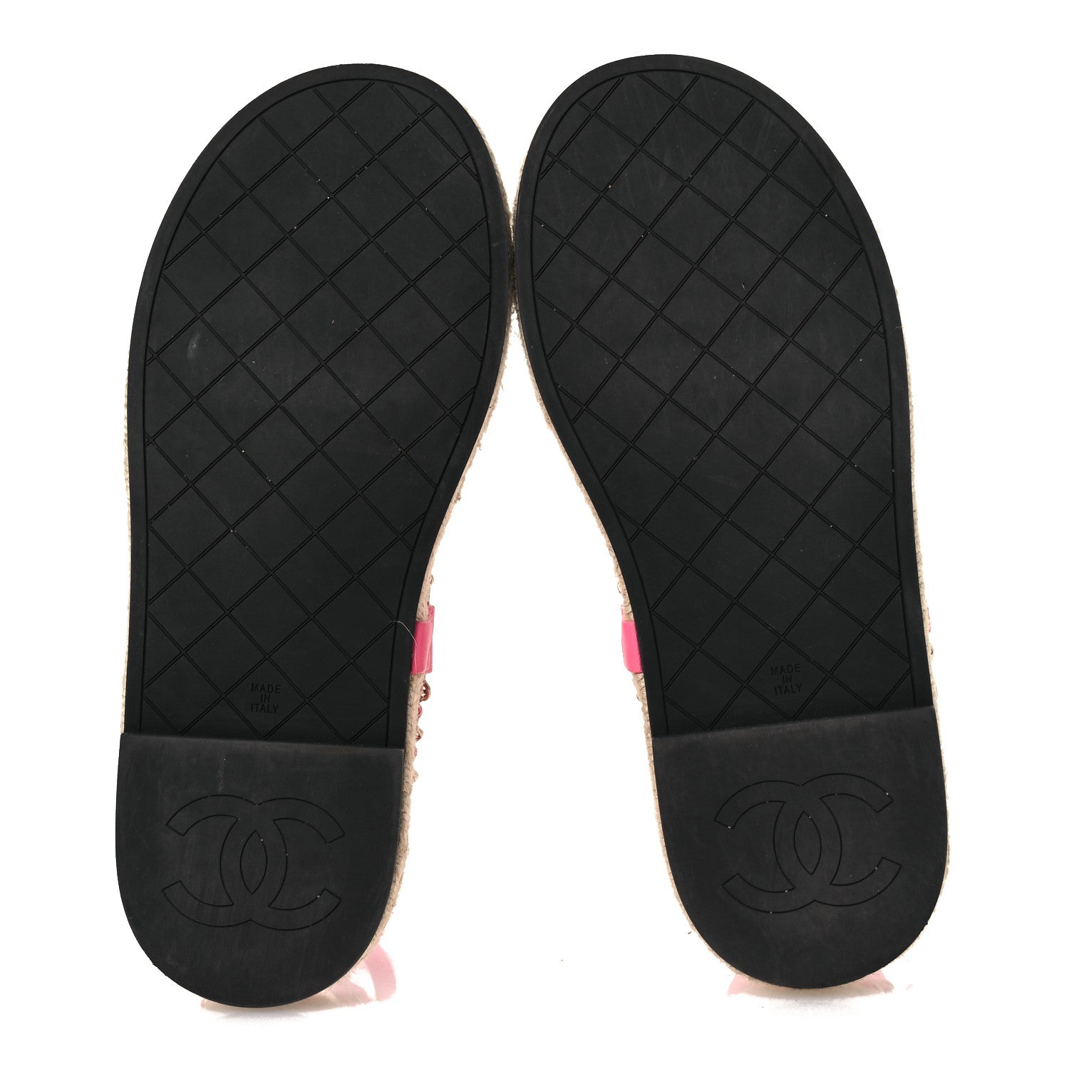 Lambskin Chain CC Thong Espadrille Sandals 39 Pink