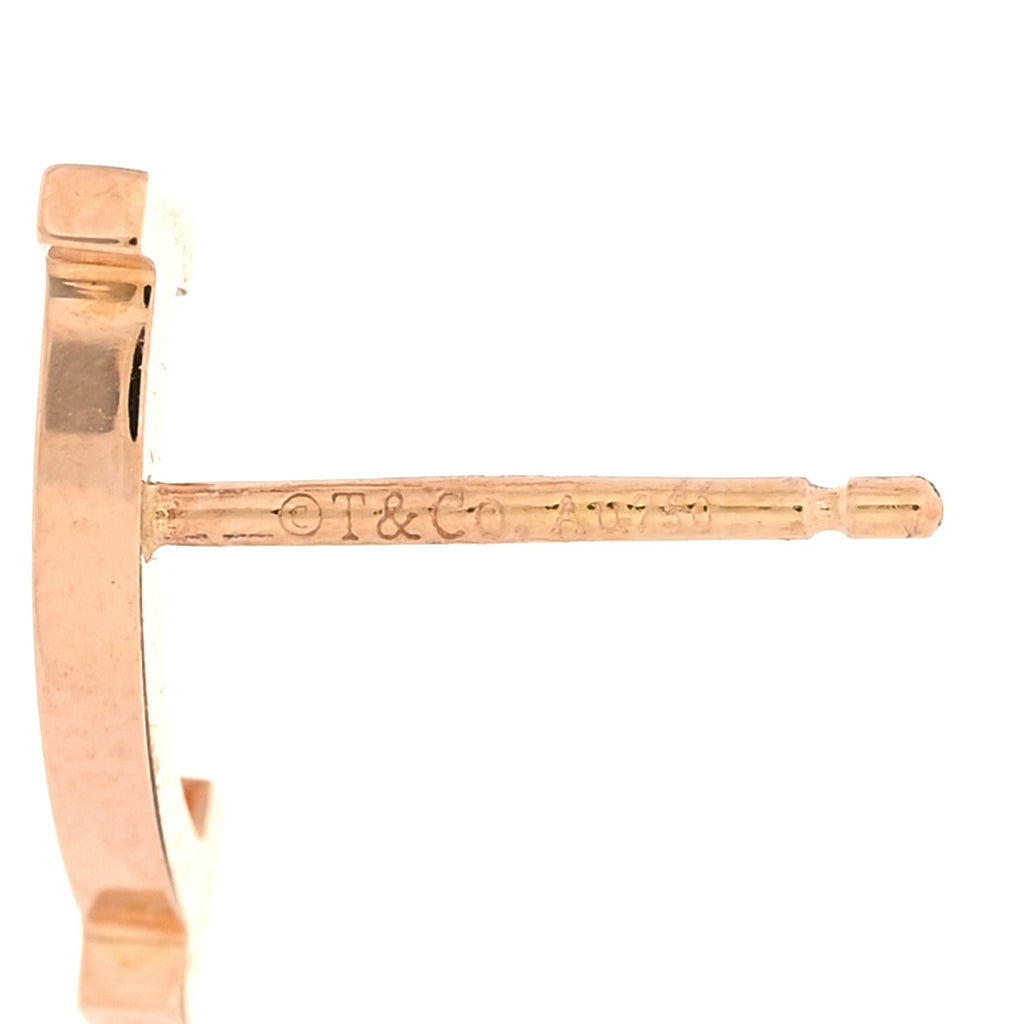 18K Rose Gold T Smile Stud Earrings