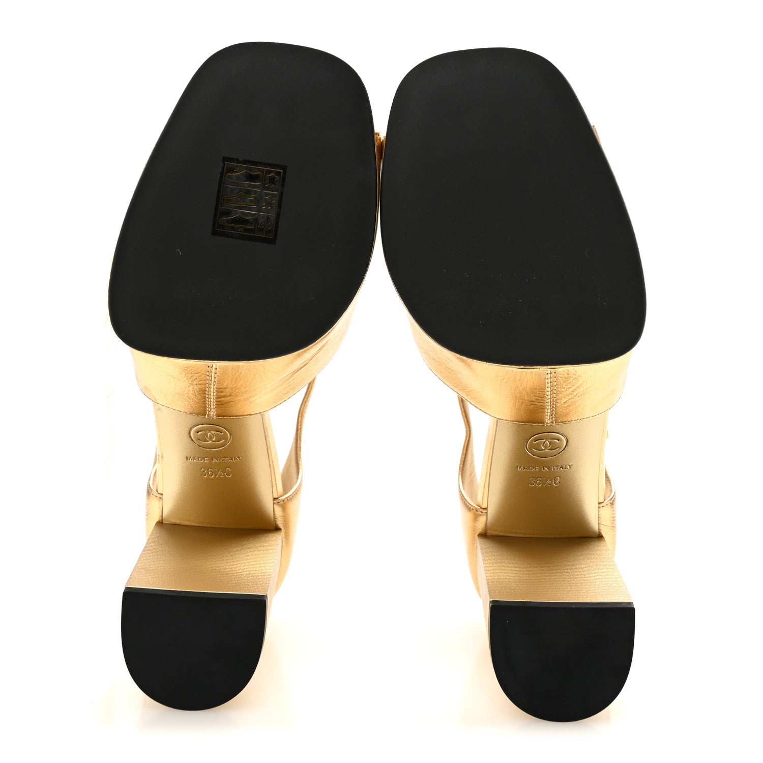 Laminated Crumpled Lambskin Platform Sandals 36.5 Gold