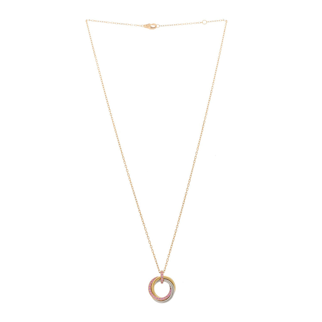 18K Pink Gold Pink Sapphire Trinity Pendant Necklace