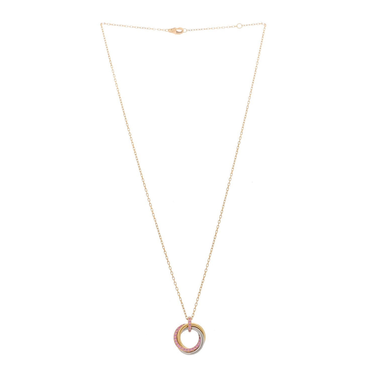18K Pink Gold Pink Sapphire Trinity Pendant Necklace