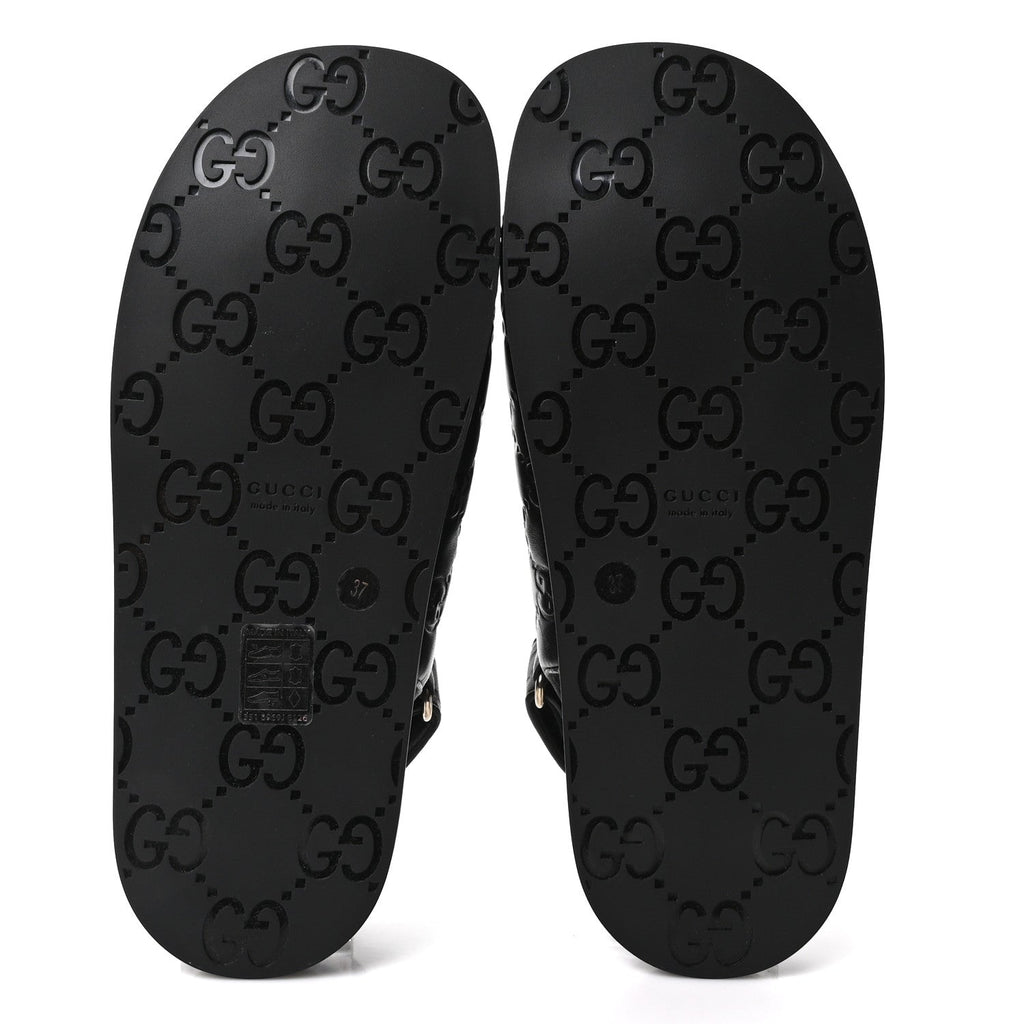 Guccissima GG Embossed Womens Sandals 37 Black