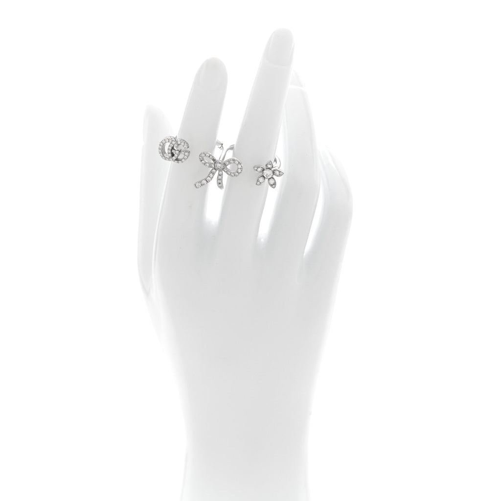 18K White Gold Diamond Flora Bow Flower Ring M
