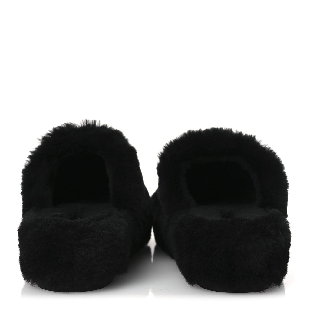 Shearling CC Flat Mules 40 Black