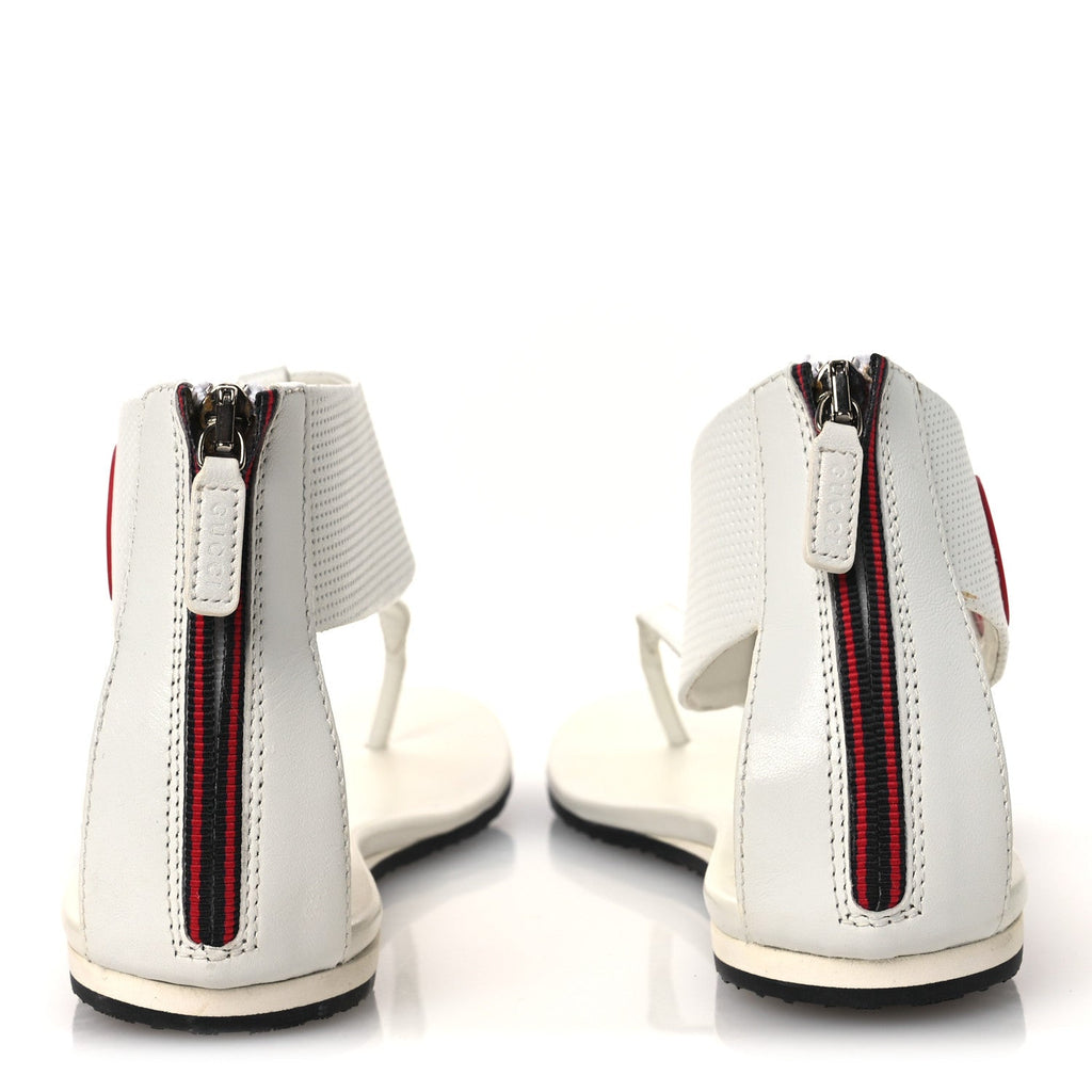 Calfskin GG Zip Thong Sandals 40.5 White