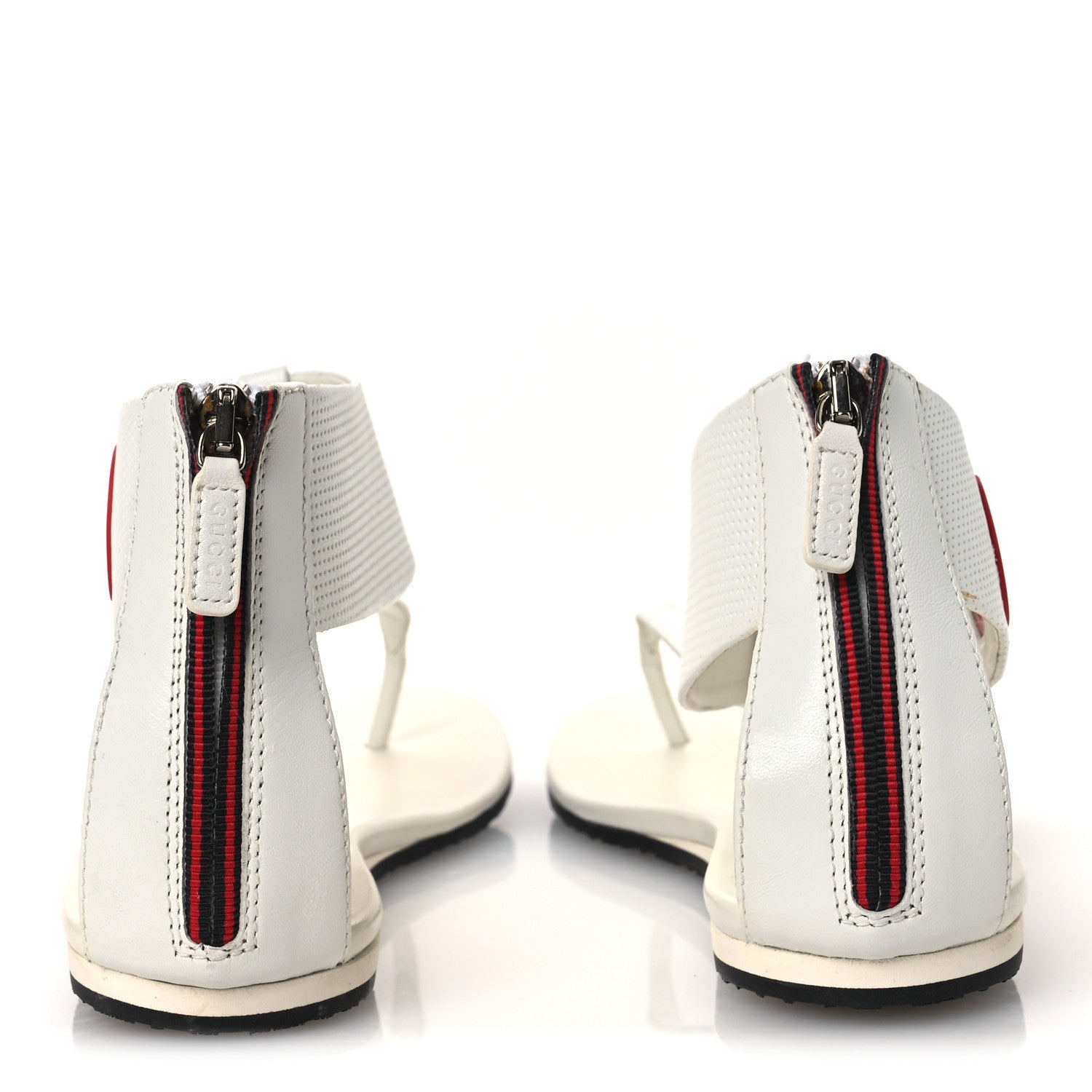 Calfskin GG Zip Thong Sandals 40.5 White