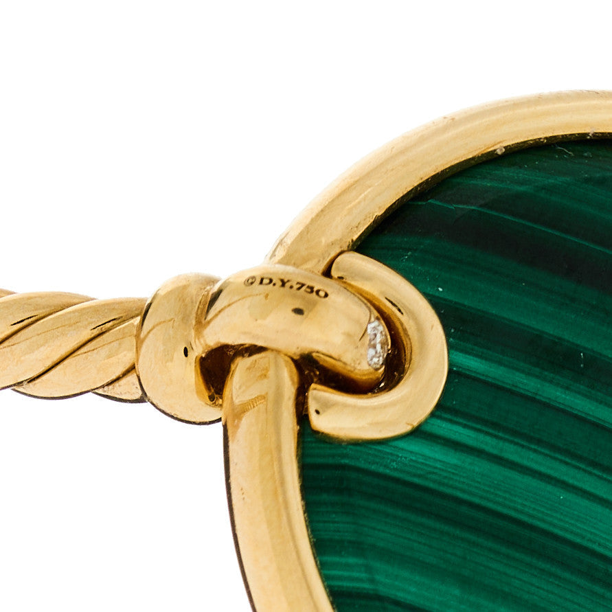 18K Yellow Gold Diamond Malachite DY Elements Bangle Bracelet