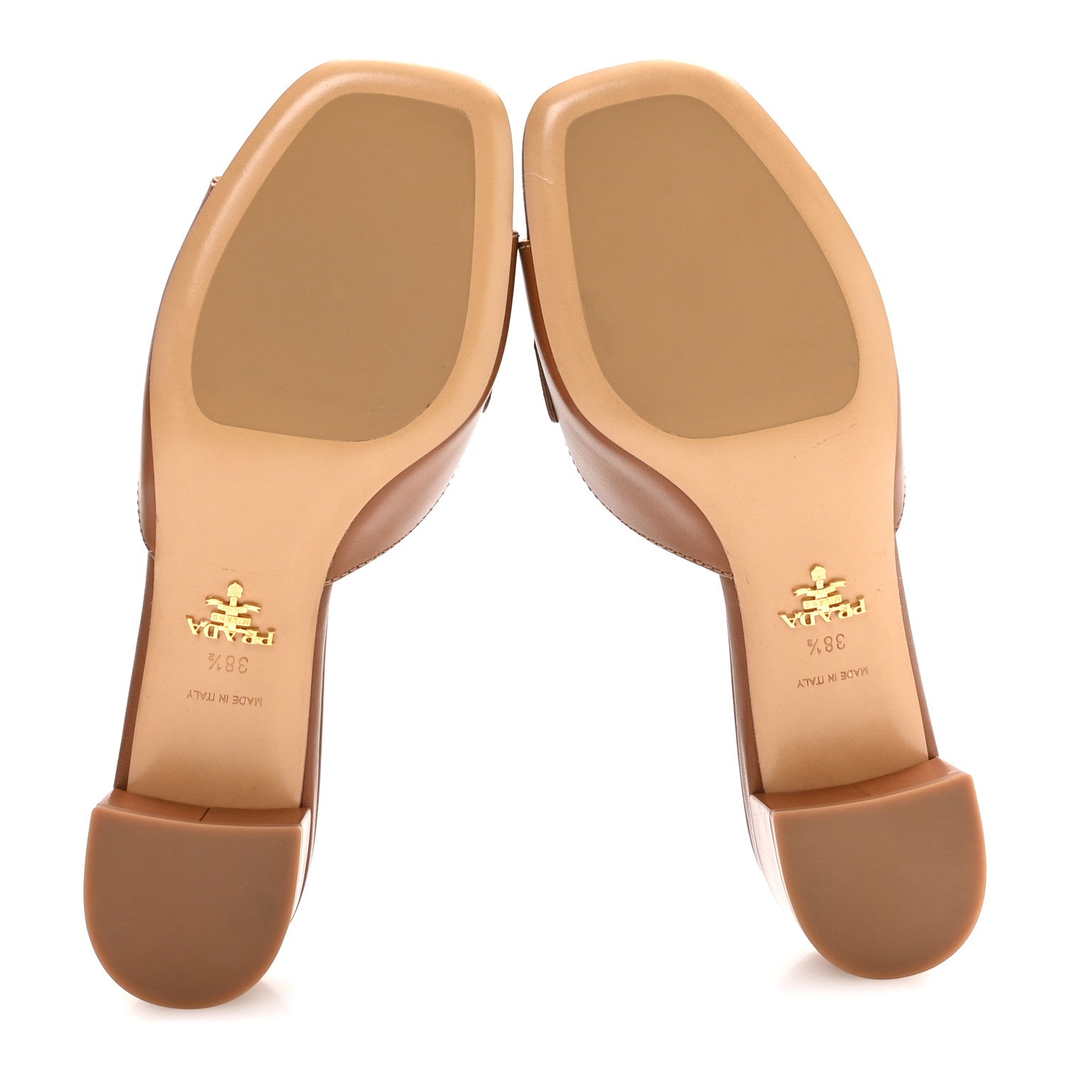 Calfskin Slide Sandals 38.5 Cuoio