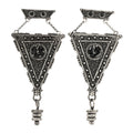 Crystal Geometric Textured Drop Earrings Silver