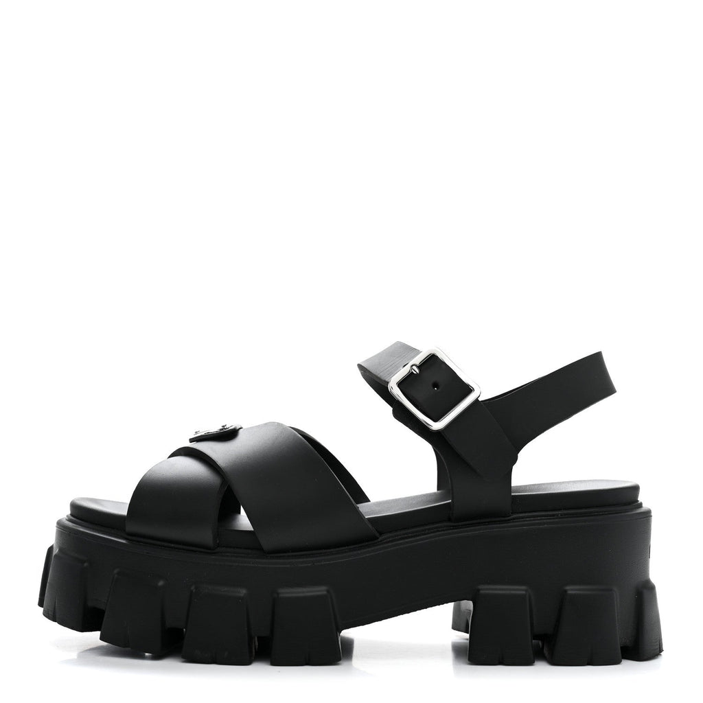 Foam Rubber Metal Triangle Logo Monolith 55mm Soft Cage Sandals 37 Black
