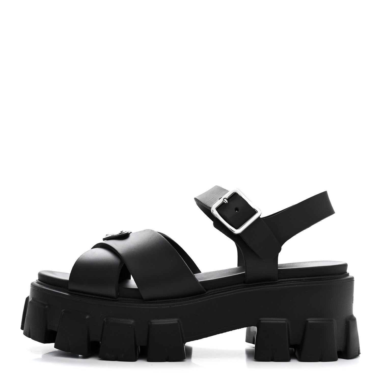 Foam Rubber Metal Triangle Logo Monolith 55mm Soft Cage Sandals 37 Black
