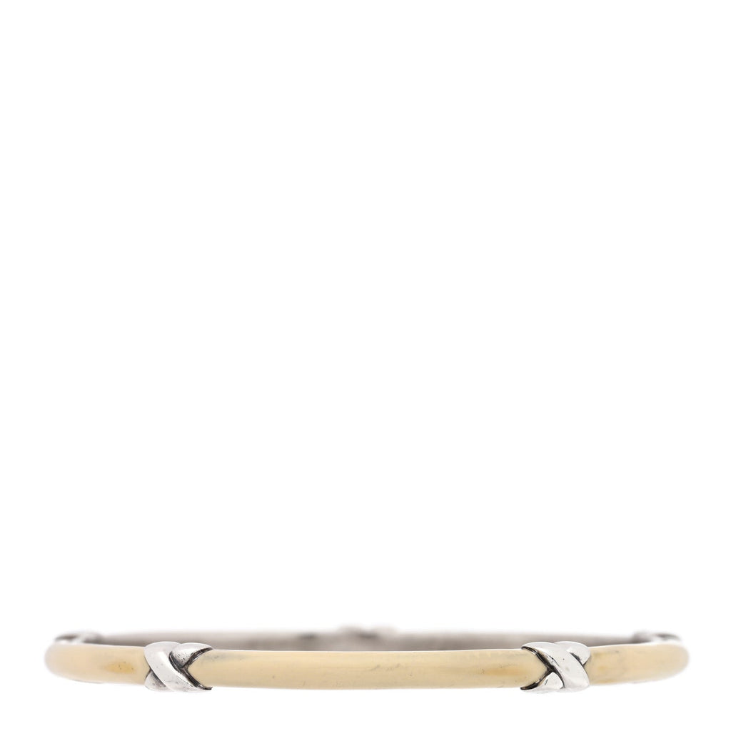 Sterling Silver Enamel Signature X Bangle Bracelet White