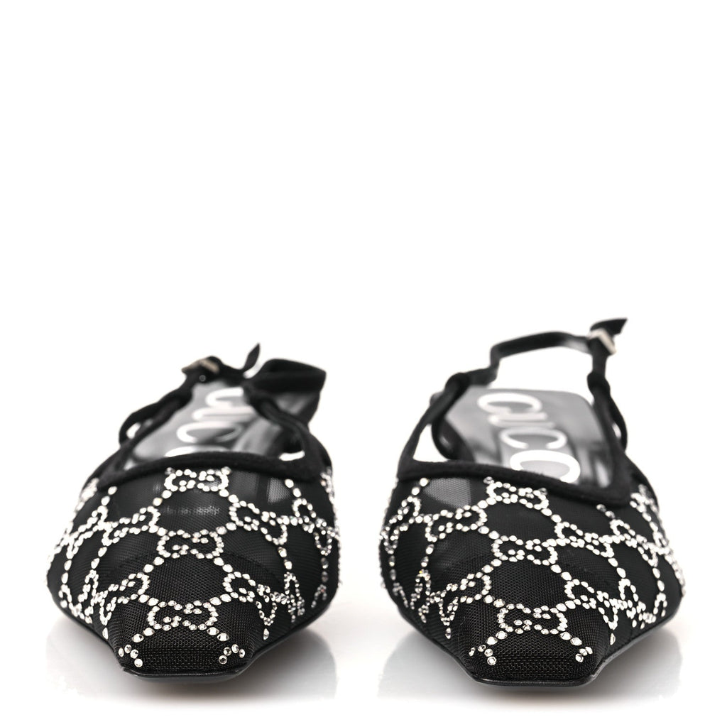 Tela Retino Kid Scamosciato Crystal GG Monogram Square G 35mm Slingback Pumps 39 Black
