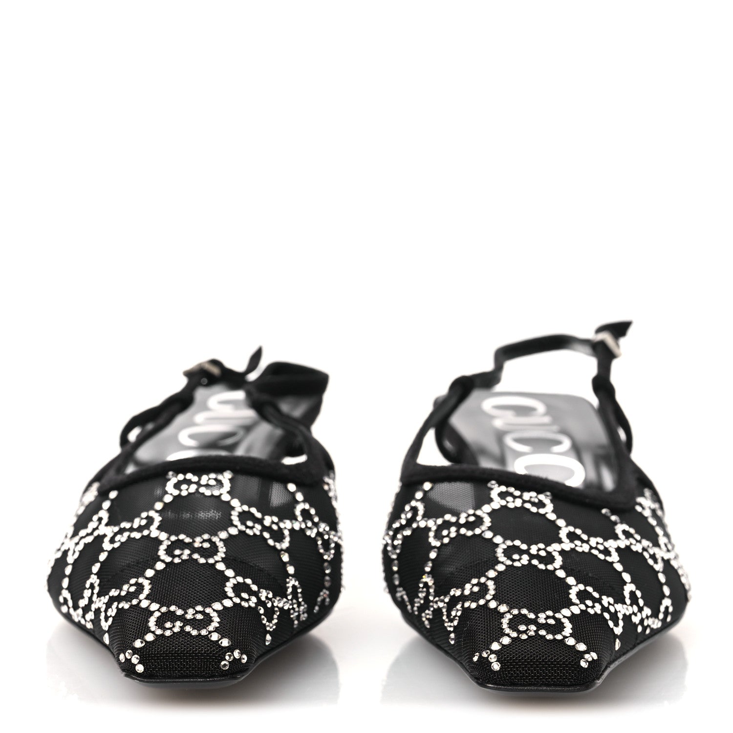 Tela Retino Kid Scamosciato Crystal GG Monogram Square G 35mm Slingback Pumps 39 Black