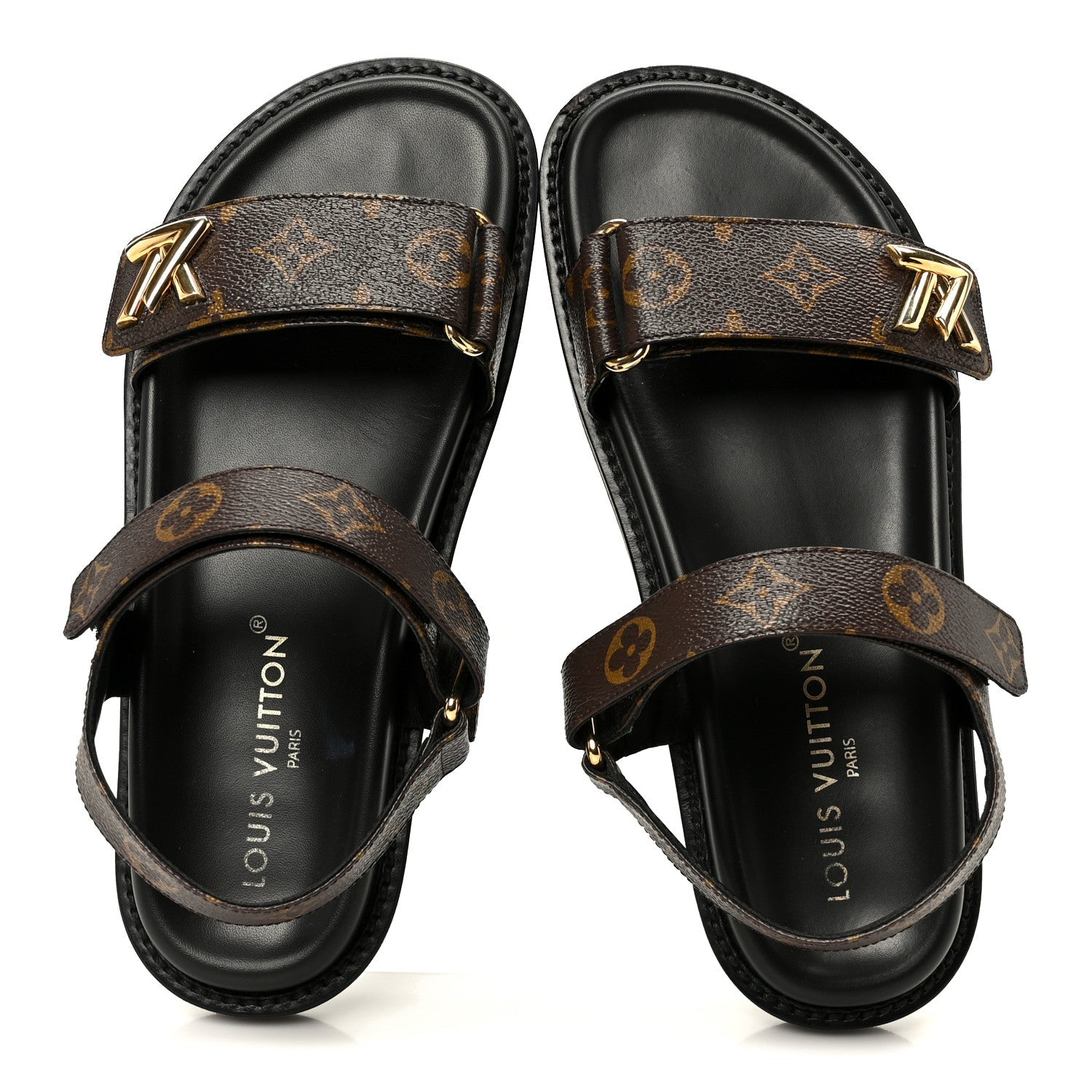 Monogram LV Sunset Comfort Flat Sandals 40 Cacao Brown