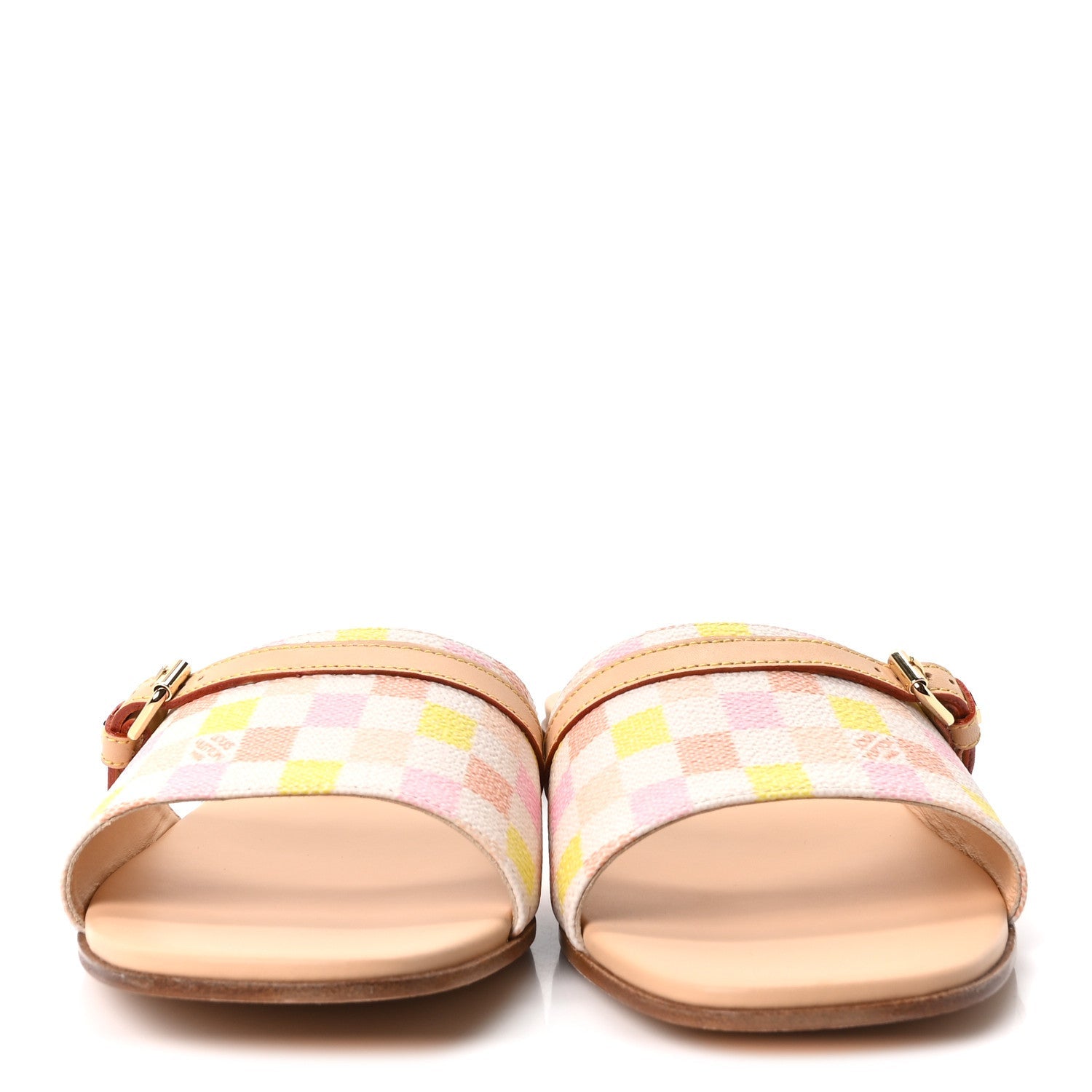 Damierlicious Neo Revival Flat Mule Sandals 40 Rose Peach