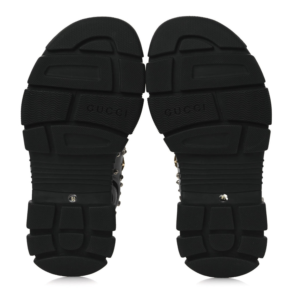 Technical Canvas Calfskin Reflective Studded Mens Aguru Sandals 6.5 Silver Black