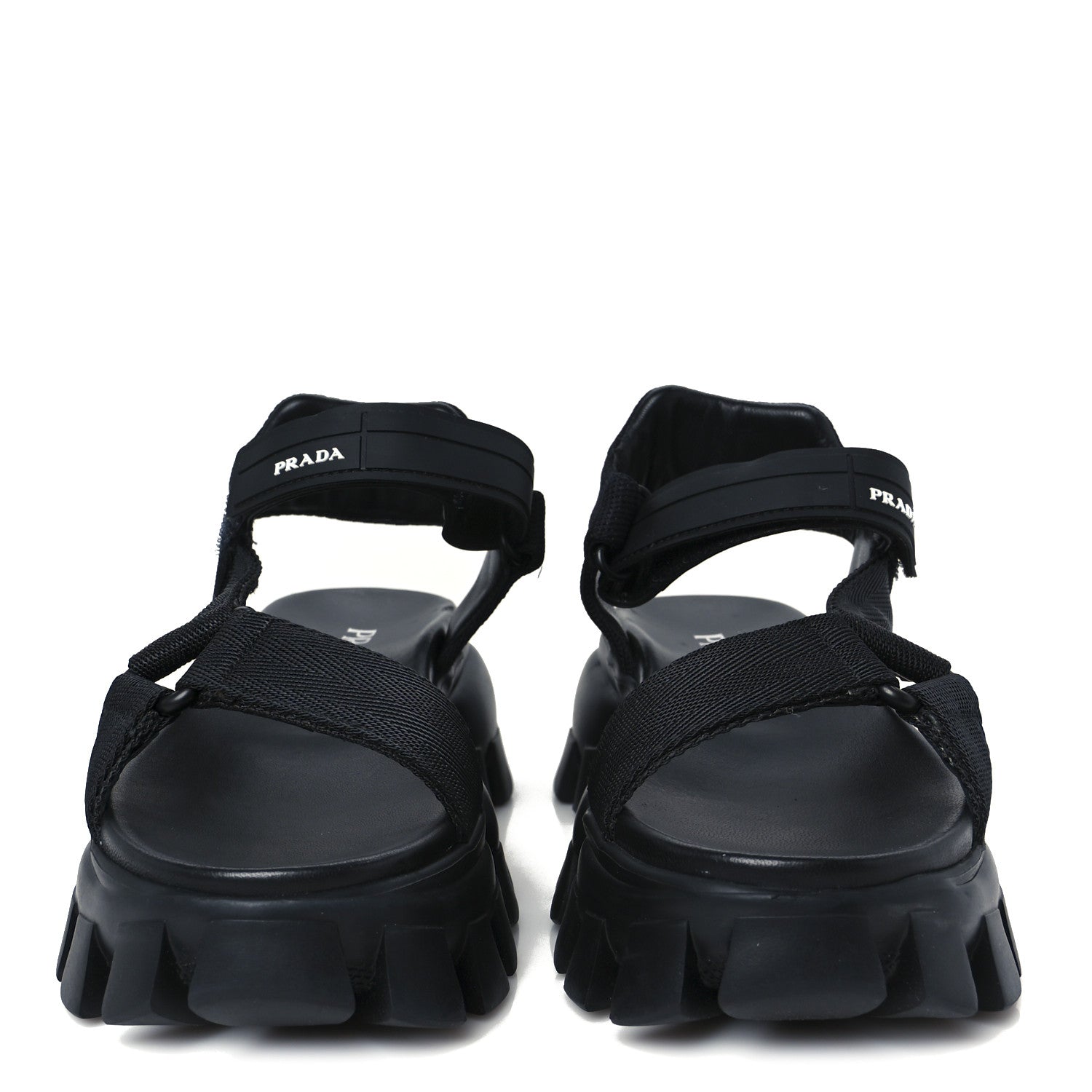 Nappa Logo Embossed Thunder Sole 50mm Sport Sandals 35.5 Black