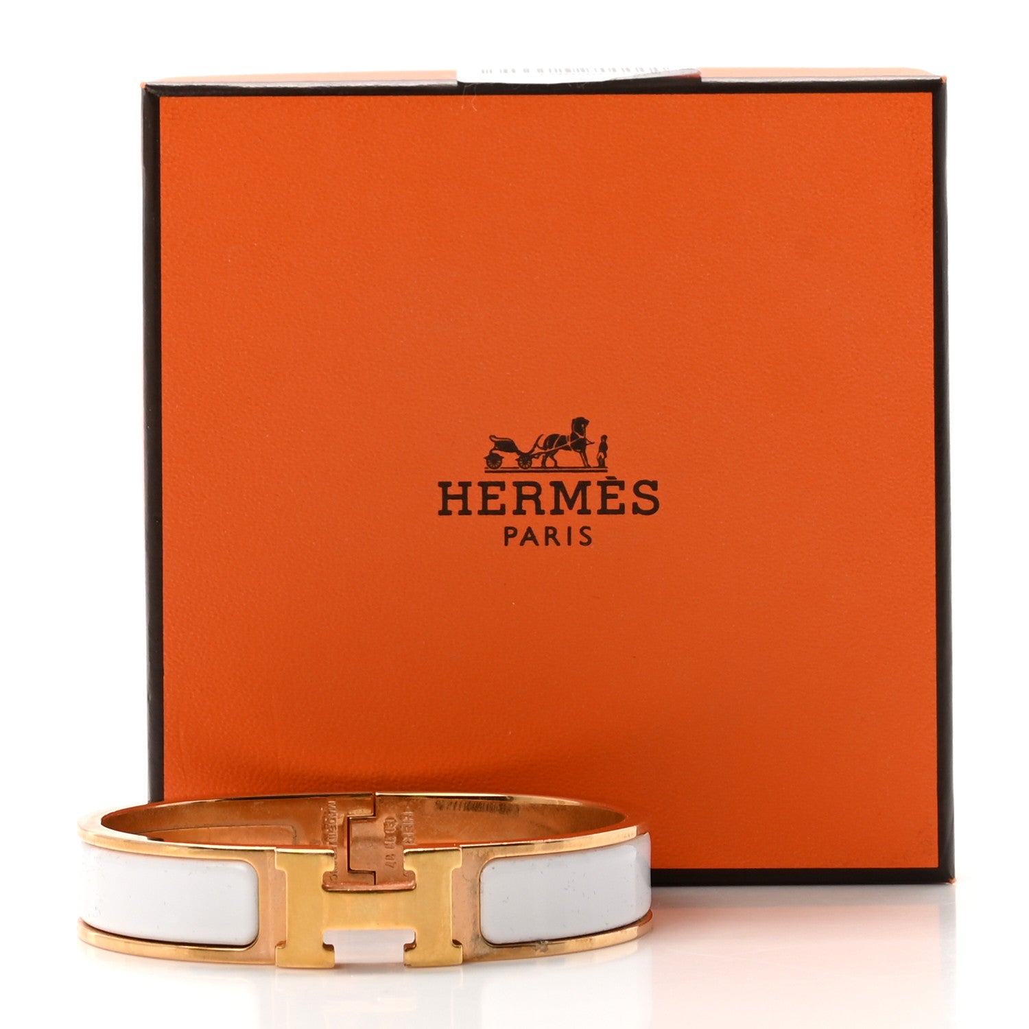 Enamel Narrow Clic Clac H Bracelet PM White