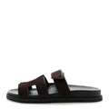 Suede Goatskin Womens Chypre Sandals 39.5 Marron Ebene