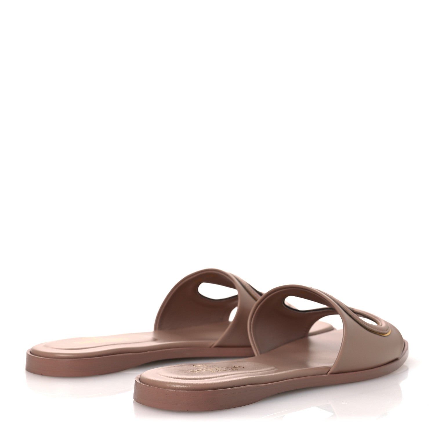 Calfskin Vlogo Cut Out Flat Slide Sandals 36.5 Rose
