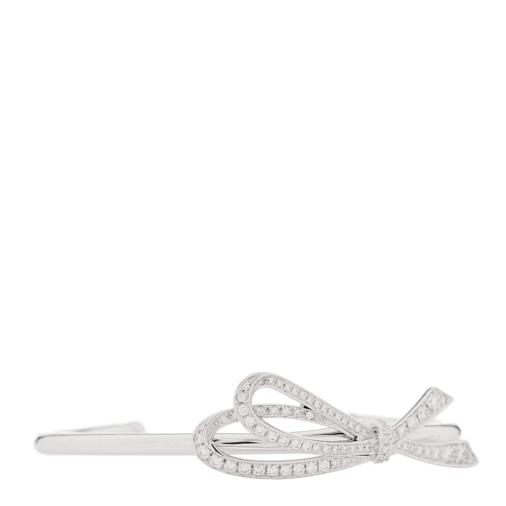 18K White Gold Diamond Medium Bow Cuff Bracelet