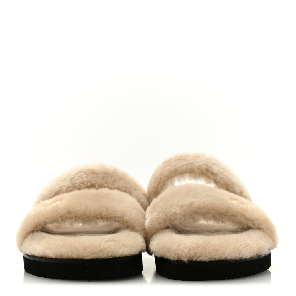 Shearling LV Sunset Flat Comfort Mule 40 Beige