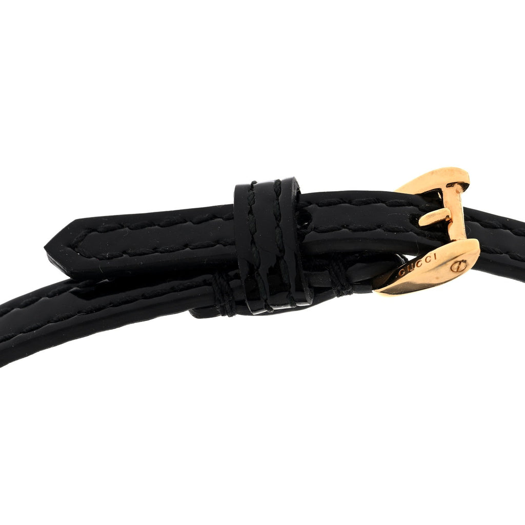 Patent G Bow Choker Necklace Black Gold