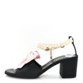 Silk Pearl Ankle Strap Sandals 38 Black Light Pink