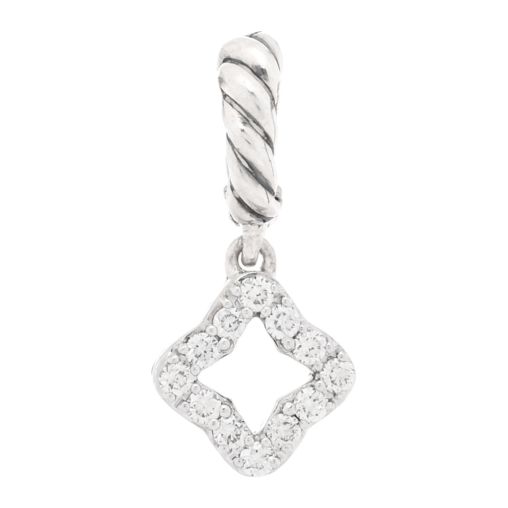 Sterling Silver Diamond Micro Pave Quatrefoil Amulet Pendant