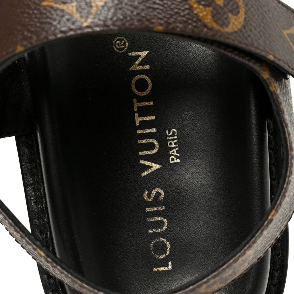 Monogram LV Sunset Comfort Flat Sandals 40 Cacao Brown