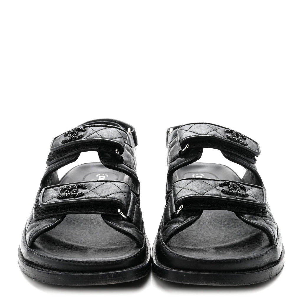 Lambskin Velcro Dad Sandals 38.5 Black