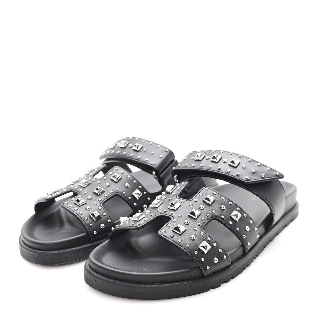Calfskin Medor Studded Womens Chypre Sandals 37 Black
