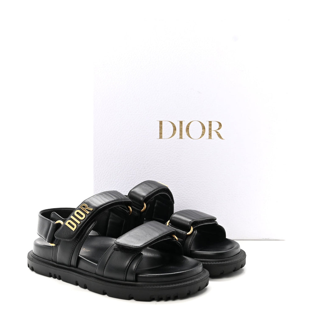 Lambskin Dioract 10mm Sandals 35 Black
