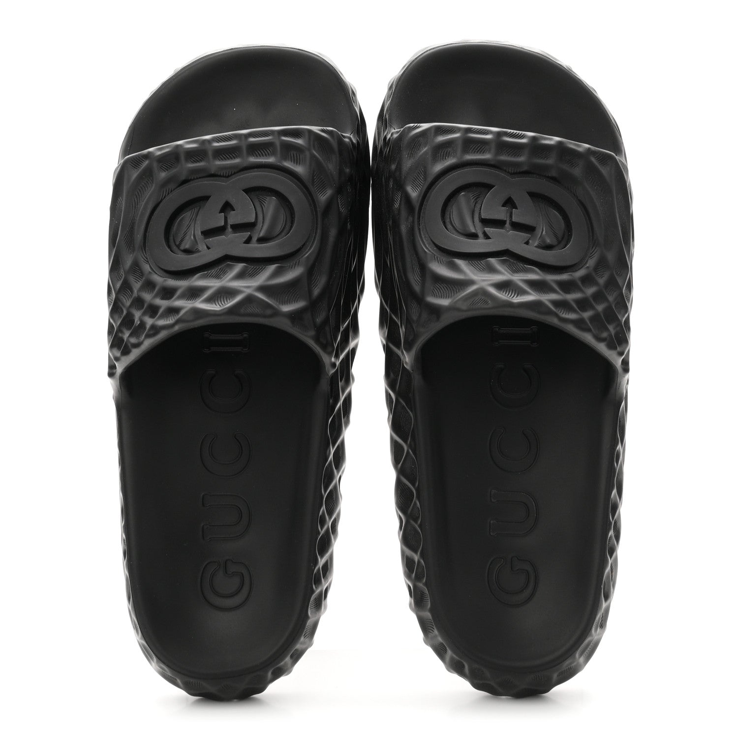 Rubber Interlocking G Mens Slide Sandals 8 Black