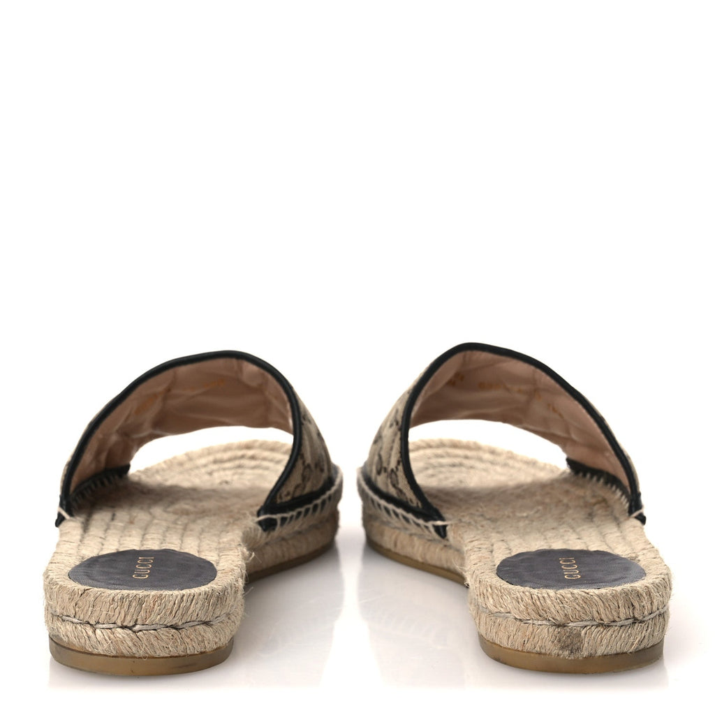 Monogram Matelasse GG Marmont Espadrille 20mm Slide Sandals 40 Beige Ebony Black