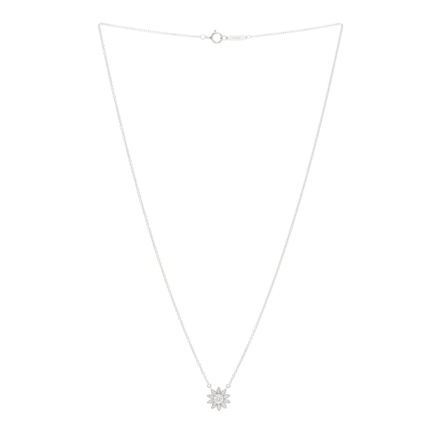 Platinum Diamond Small Sunflower Pendant Necklace