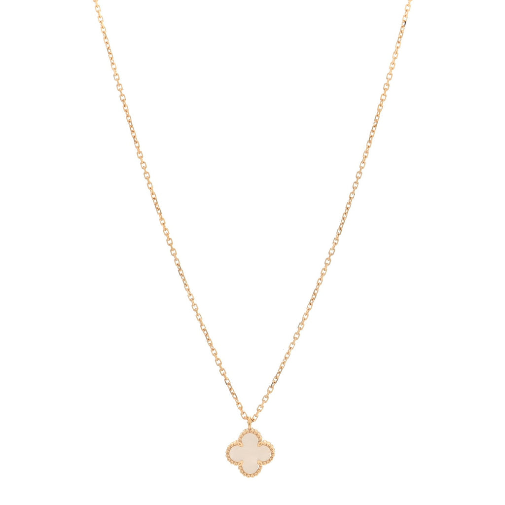 18K Yellow Gold Mother of Pearl Sweet Alhambra Pendant Necklace