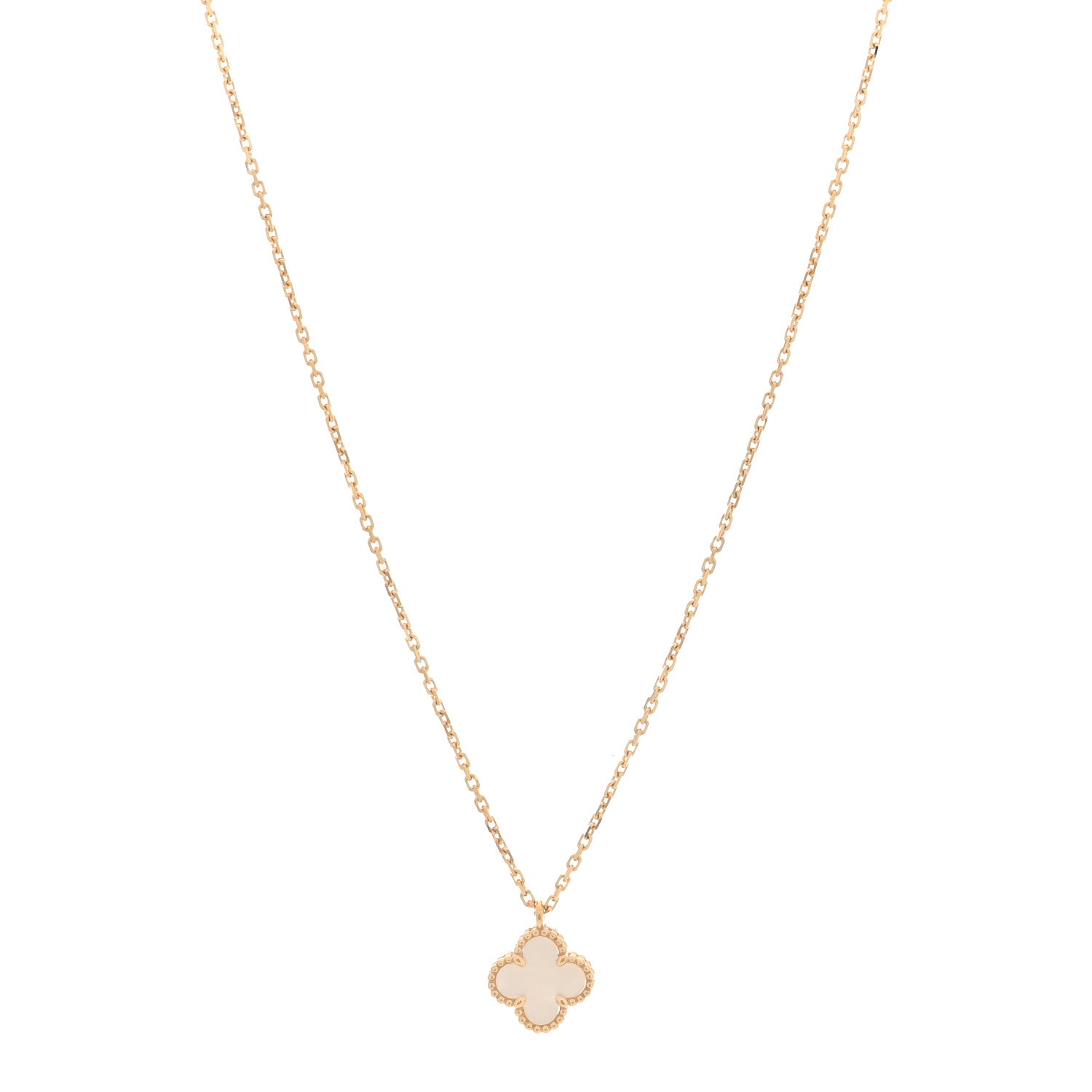 18K Yellow Gold Mother of Pearl Sweet Alhambra Pendant Necklace