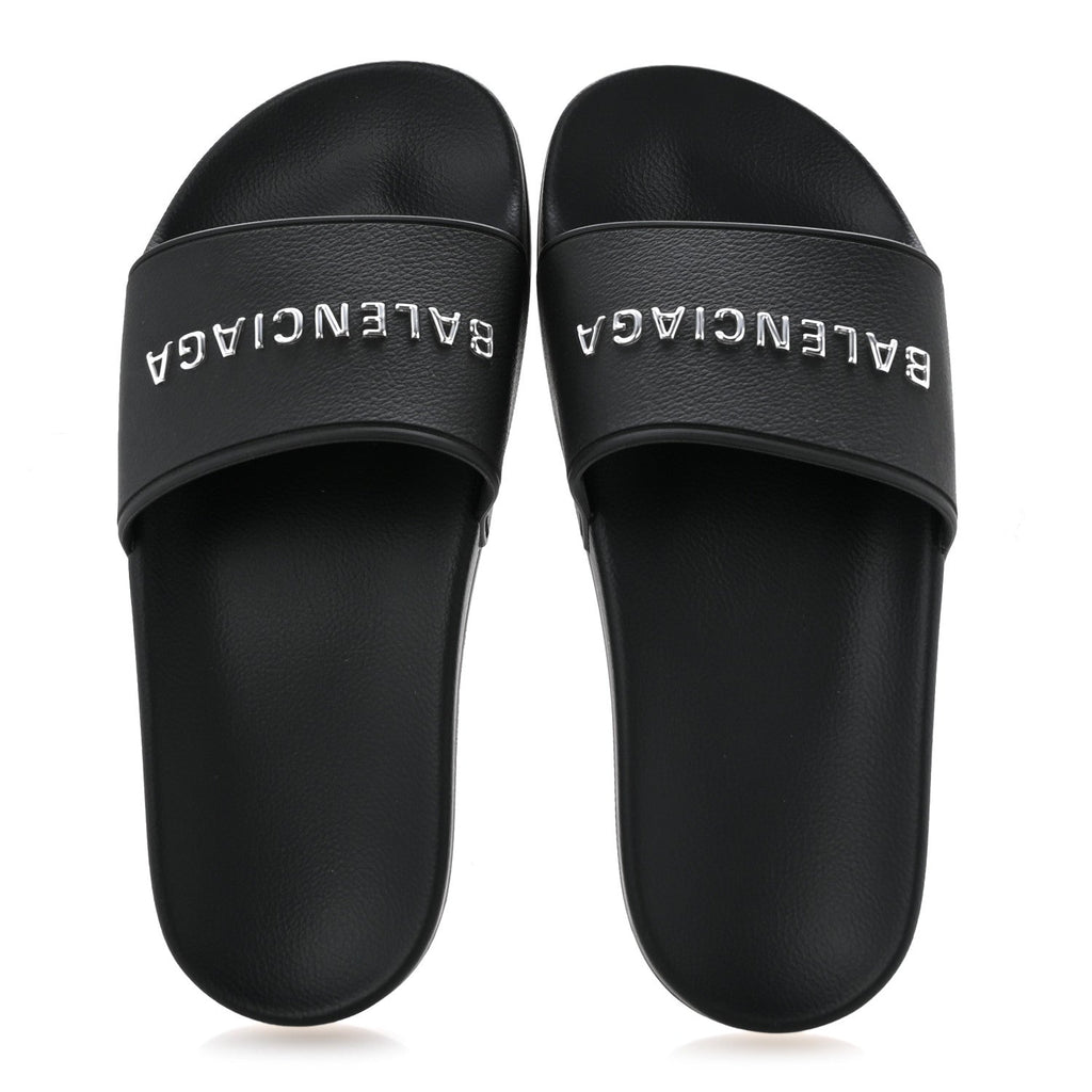 Rubber Womens Logo Pool Slide Sandals 35 Black