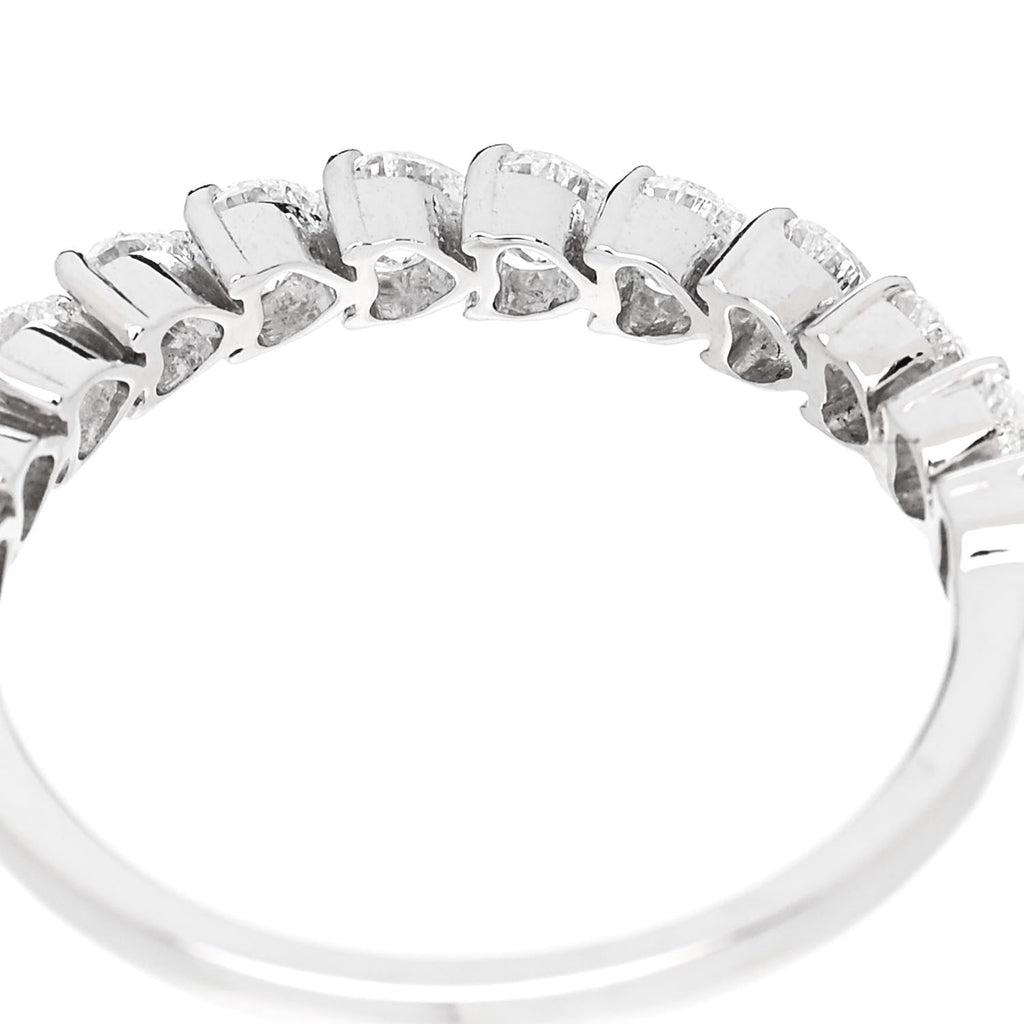 18K White Gold Diamond 1.00ct Heart Cut Half Eternity Band Ring 53 6.25