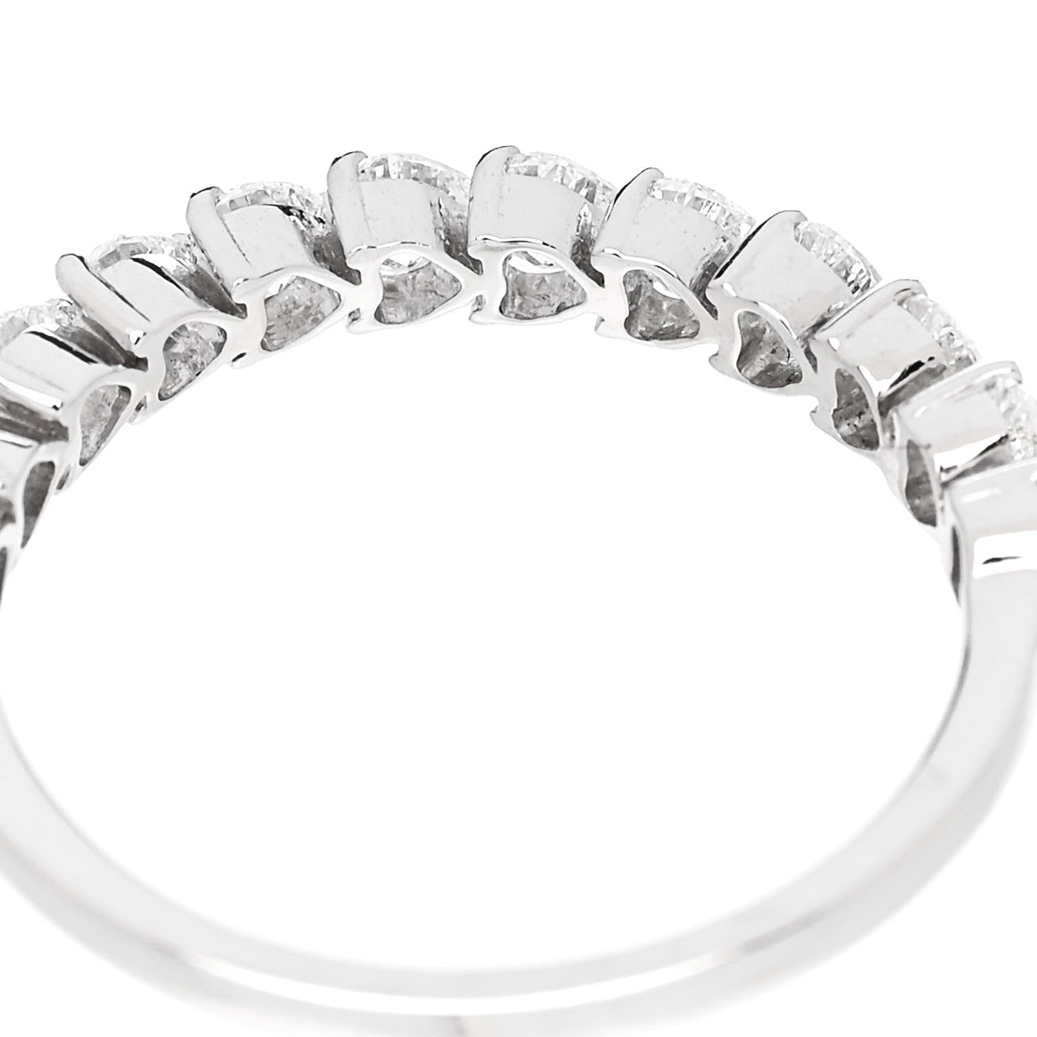 18K White Gold Diamond 1.00ct Heart Cut Half Eternity Band Ring 53 6.25