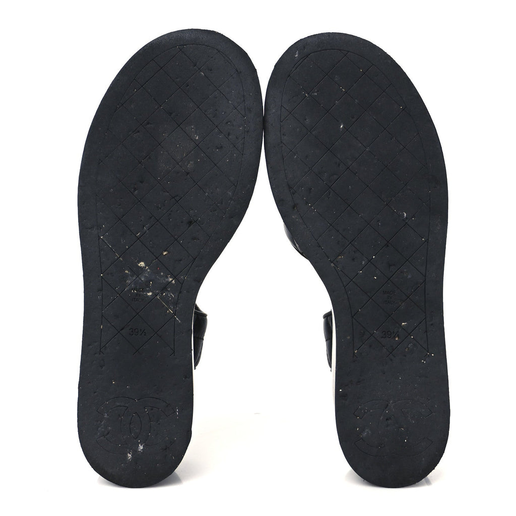 Lambskin Quilted CC Platform Sandals 39.5 Black